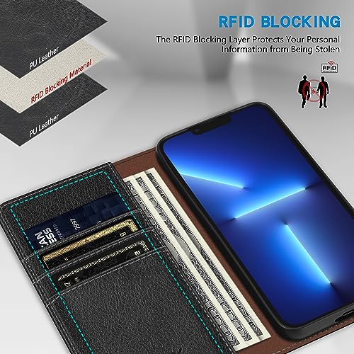 Image of ZZXX for iPhone 13 Pro Wallet Case Strong Magnetic 6.1 inch,Black