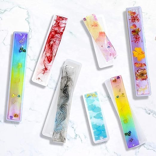 MGS CRAFT VIBES Silicone Resin 3pc Bookmark Making Resin Mold DIY Rectangular Design Art Mould for Craft Epoxy Mould 3PC Set Candle Making Moulds 2