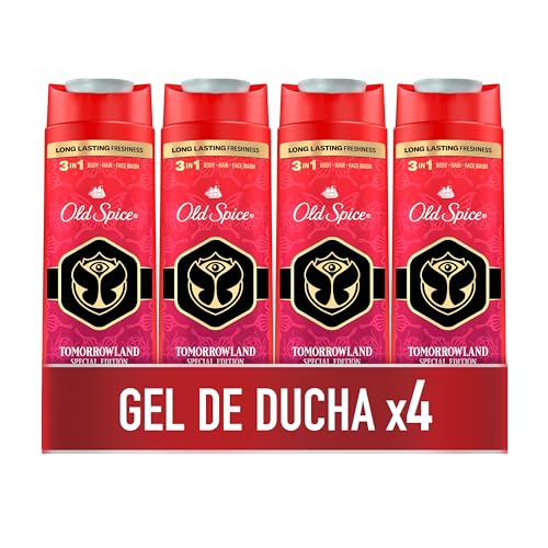 Gel Ducha Y Champú Old Spice Tomorrowland Ed. Especial Hombre 400ml x 4, Gel 3 En 1 Cabello, Cara Y Cuerpo, Frescor Duradero, Perfume Calidad