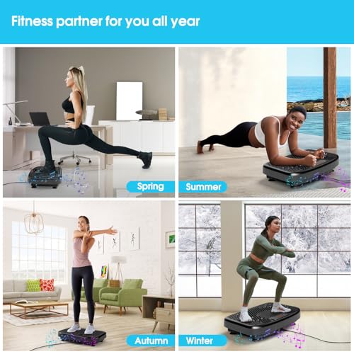 SoftGym Vibration Plate Exercise Machine for Lymphatic Drainage,Power Vibrate Stand Shake Board 450 Lbs Capacity Whole Body Workout Waver with Resistance Bands Weight Loss Gift for Women Men-Bluetooth - Thumbnail 6