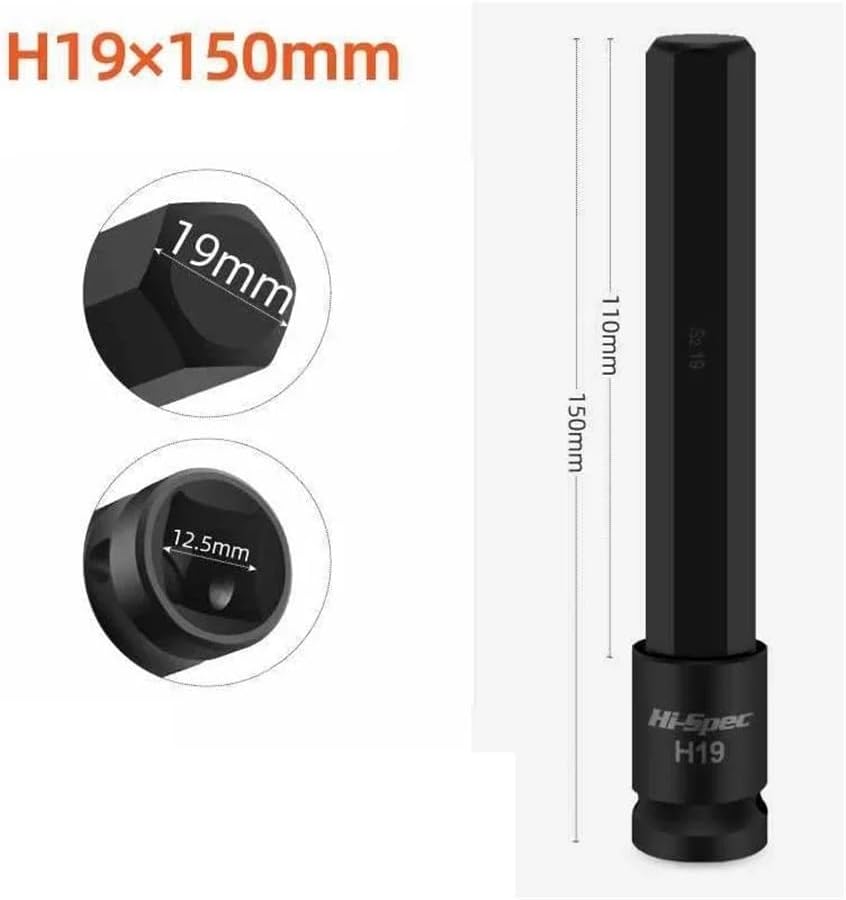 S2 Hexagonal Screwdriver Sleeve Lengthen Hex Socket Sleeve Bit Nut Driver Screwdriver Drill Bit Electric Manual Wrench Tools(H19 150mm)