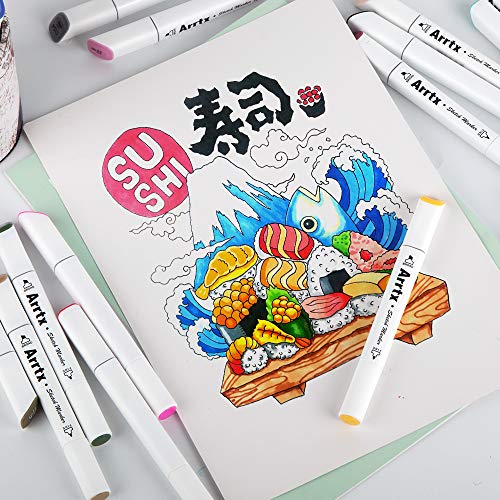 Canetas Marcadoras de Álcool 60 Cores, Conjunto de Marcadores de Pontas Duplas Marcadores de Esboço