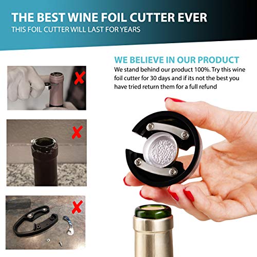 VINVOLI Wine Foil Cutter [Pack of 2] - New 2020 Wine Foil Cutter Tool - Foil Cutter for Wine Bottles - Wine Cutter Foil Opener Neck Label Remover - Wine Top Seal Cutter - Wine Bottle Foil Cutter - Thumbnail 2