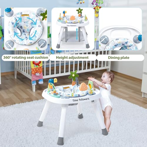Time Followers® Baby Activity Center | 3-Stage 4Modes Activity Center & Play Table | Montessori-Inspired Design | Exersaucer, Jumper & Bouncer for Baby Ages 6M+ (White)