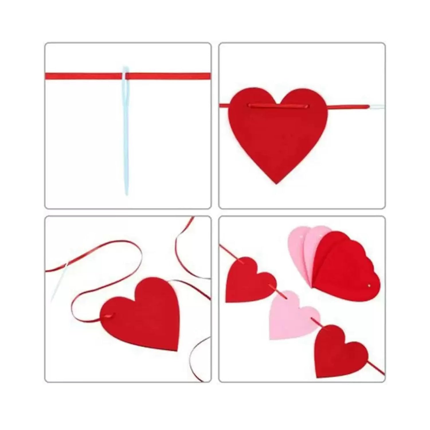 Party Propz Heart Garland Decoration - 1Pc Anniversary Decoration Items, Love Decorations Items, Heart Shape Banner, Proposal, Date Night, Wedding Room, Birthday Decor (Cardstock) 1