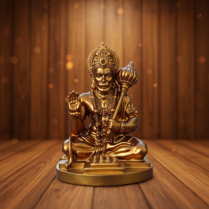 Image of Yadava Bahubali Hanuman Ji Idol for Car Dashboard & Home Mandir | Sankat Mochan Bajrangbali Murti for Office, Pooja & Spiritual Decor