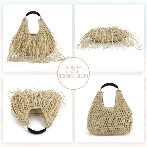 Bolso de playa GOKTOW con flecos tejido para mujer miniatura 5