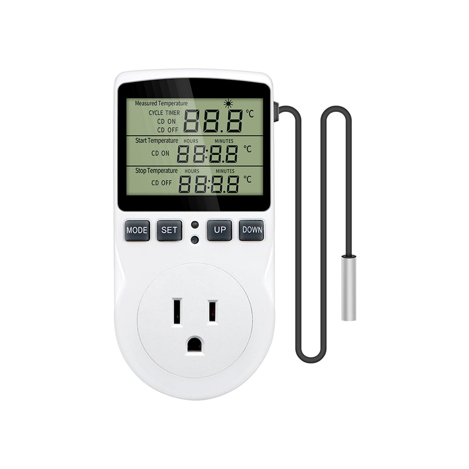 Termostat cyfrowy, Gniazdo zegara cyfrowy termostat, gniazdo regulatora temperatury z wyłącznikiem czasowym czujnik temperatury ogrzewania i chłodzenia
