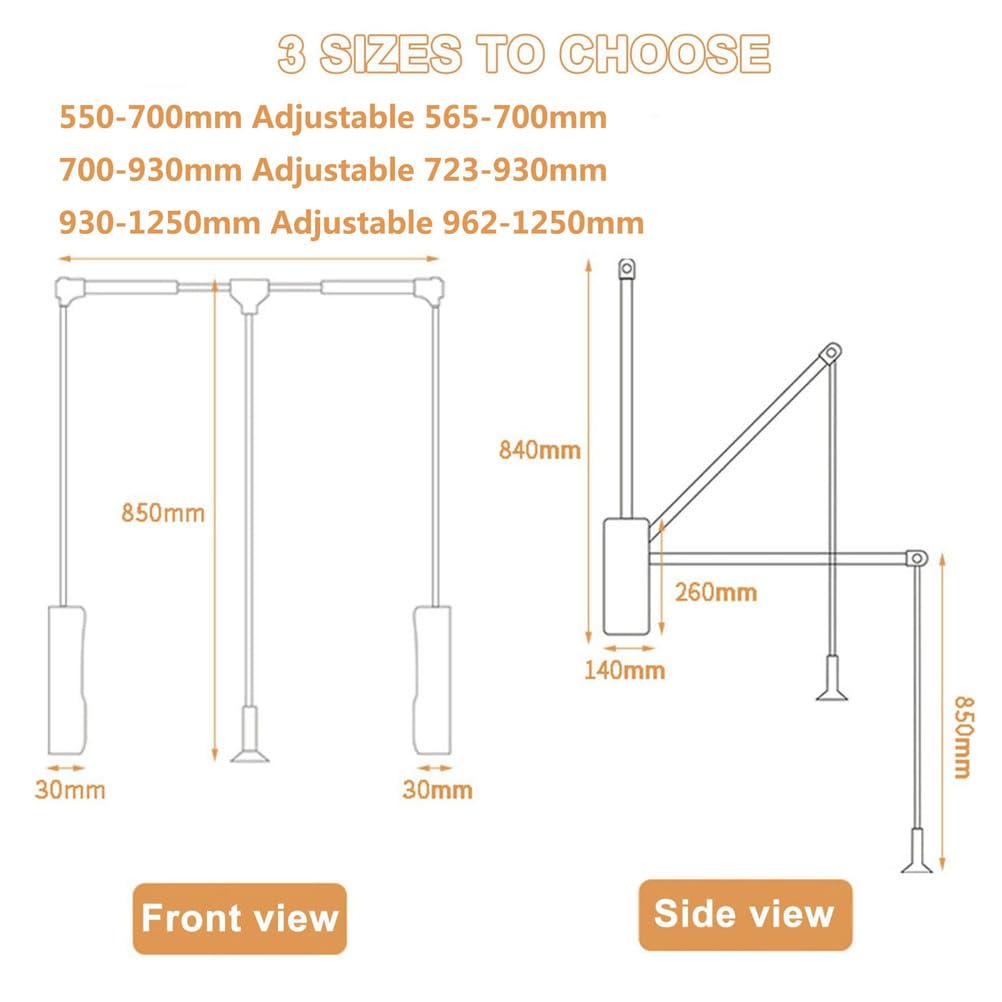 Regolabile Appendiabito Saliscendi, arico Max 15kg Appendiabito Automatico, Rimovibile Appendiabiti Lift da Parete, per Appendere Vestiti, Montaggio Facile e Veloce,Argento,930x1250mm