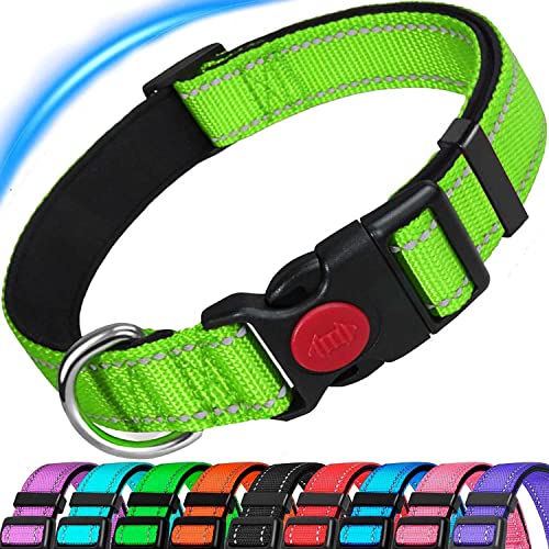 ATETEO Dog Collar, Reflective Adjustable Basic Dog Collar with Soft Neoprene Padding, Durable Nylon Pet Collars for Puppy Large Dogs