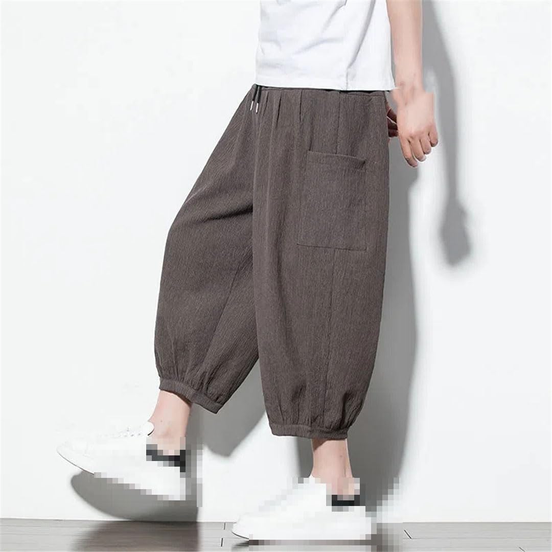 Pantalones Casuales para Hombre Pantalones De Verano Pantalones De Pierna Ancha Holgados con Bolsillo