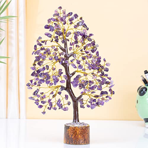 Image of Crocon Amethyst Crystal Tree of Life Spiritual Gemstone 10-12 inch | Birthday Gifts for Women, Sister Crystal Tree of Life for Handcrafted, Home Office Decor, Spiritual Gift for Mom & Men
