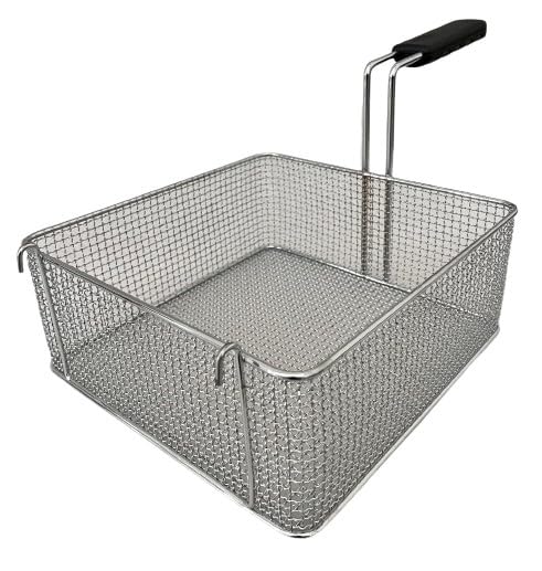 FCR0252 - CESTINO MADE IN ITALY PER FRIGGITRICE PROFESSIONALE MISURE 290X300X120H MM + GANCI IN ACCIAIO CROMATO CESTELLO FRIGGITRICE ACCIAIO