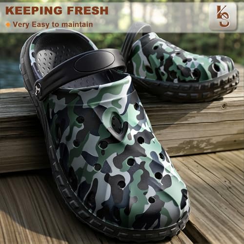 Image of KEMISANT Cushioned Clogs Mules for Men Garden Beach Water Fun-Lightweight | EVA Cushioned Footbed| Arch Support | Slip-resistant | Unisex