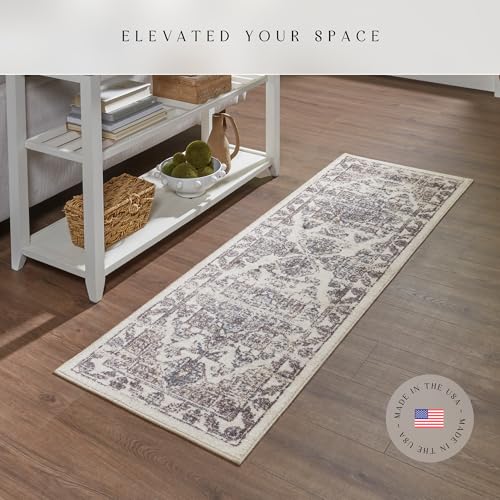 Tapete decorativo runner 2' x 6' Taupe/Grey miniatura 2