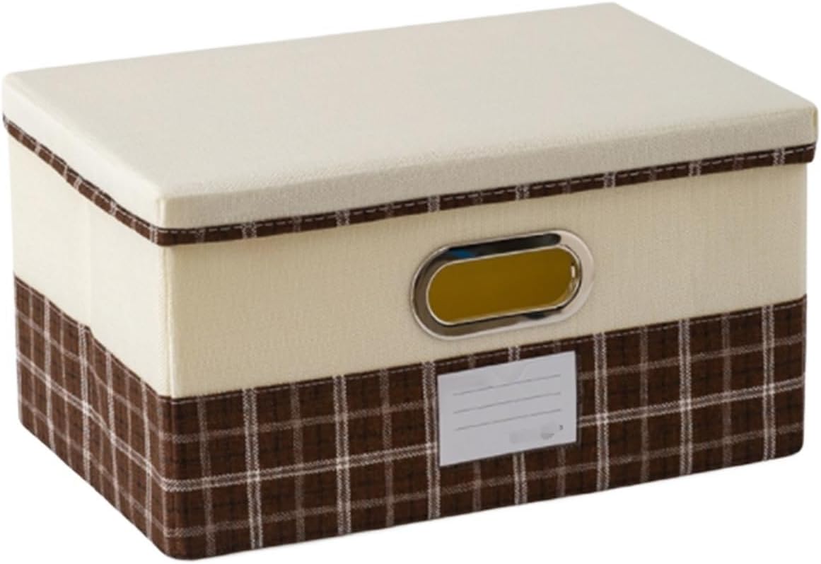 Storage Bins Cotton and Linen Clothes Quilt Storage Bag Foldable Drawer Storage Box with Handle Storage Container(A,29x22x17cm)