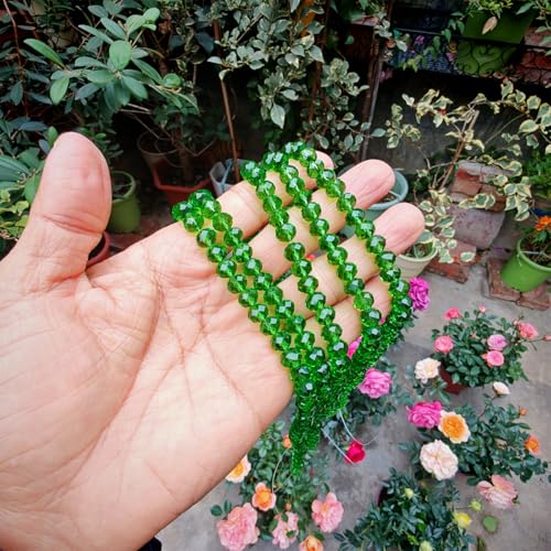 Image of 8mm Rondelle Glass Beads for Jewelry Making, Faceted Briolette Crytal Spacer Beads for Bracelet Necklace Earring, Grass Green 300pcs