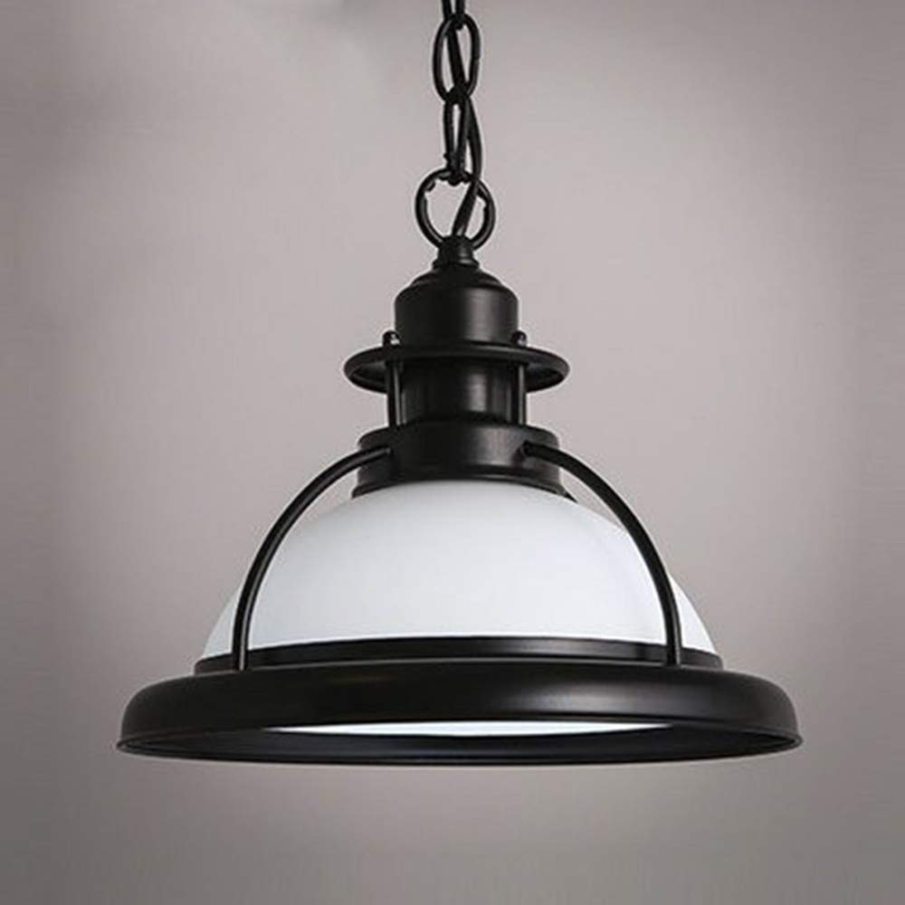 Industrial Adjustable Vintage Chandelier - Ruanpu 14.96'' Retro Pendant Light Antique Island Lamp Fixture with White Glass Shade