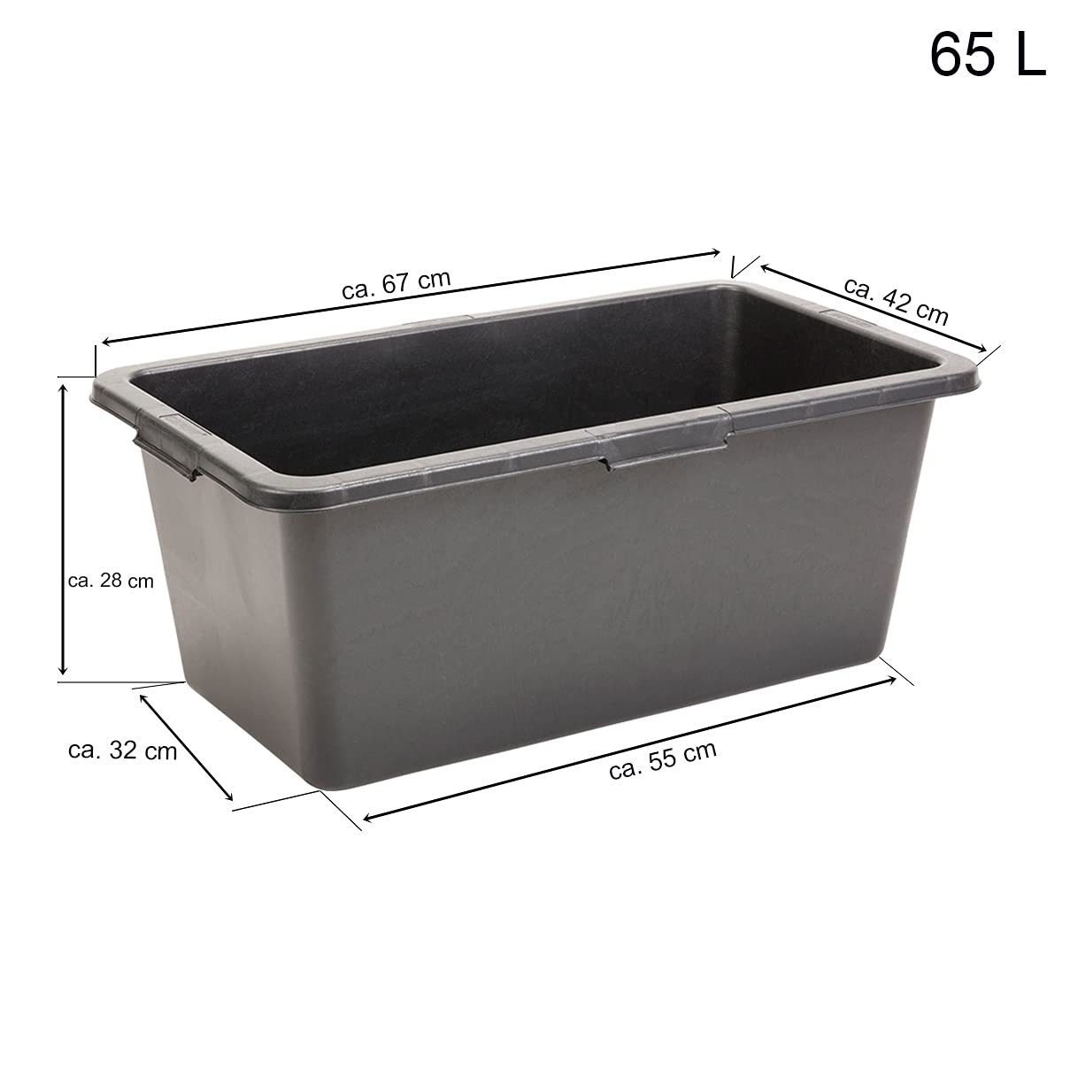 HELO Mörtelkasten Mörtelkübel Zementkübel Maurerwanne Maurerkübel Mörtelwanne Eimer Eckig (5 x 65 Liter)