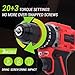 Brushless Drill Set, 21V Cordless with 2 Batteries and Charger, 3/8Inch Keyless All-Metal Chuck, 2 Variable Speeds, 20+3 Power Drill Kit for Screw Wood/Ceramic/Tile/Steel