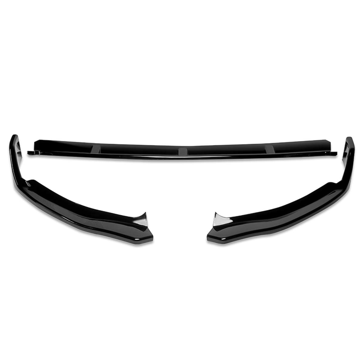 DNA MOTORING Front Bumper Lip with Vertical Stabilizer Compatible with 19-20 C-Class W205, Glossy Black, 2-PU-690-PBK