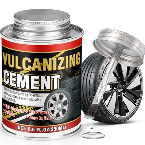 Vulcanizing Cement 8.5Oz All Purpose Tire Repair Glue Fast-Dry Rubber Cement Glue with Brush Heavy Duty Tire Patch Kit for Car Motorcycle Bike Tires