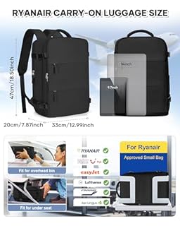 BJLFS Zaino Ryanair 40x30x20 Sottovuoto con pompa Zaino da Viaggio aereo Cabina 40x30x20 Impermeabile Bagaglio a Mano Wizzair Sottovuoto Borse da Cabina per Easyjet 45x36x20 Zaino Airback Donna