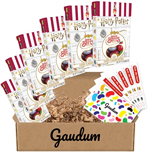 Jelly Belly Harry Potter Candy - 1.2 oz. Bertie Botts Every Flavored Beans (6 ct) + Bean rating cards (4 ct) + Bertie Bottâ€™s Jelly Bean history card (1 ct) - All in a Gaudum gift Box