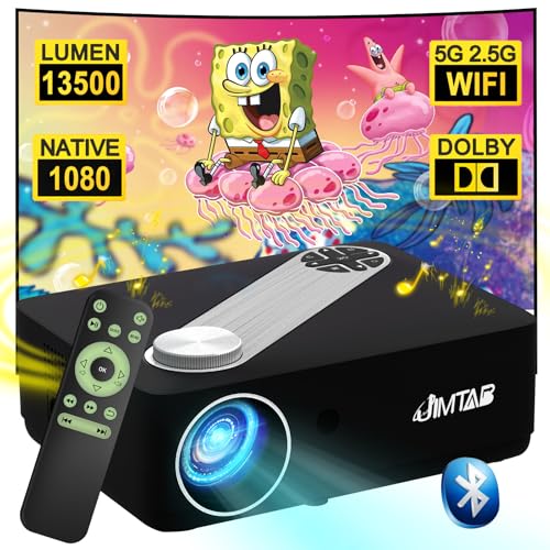 Image of JIMTAB Native 1080P WiFi Video Projector, Protable HD Phone Screen Mirroring 2.4G 5G Projector Support AV,USB,HDMI,TF Compatible with Xbox,Laptop,iPhone and Android (Graphite)