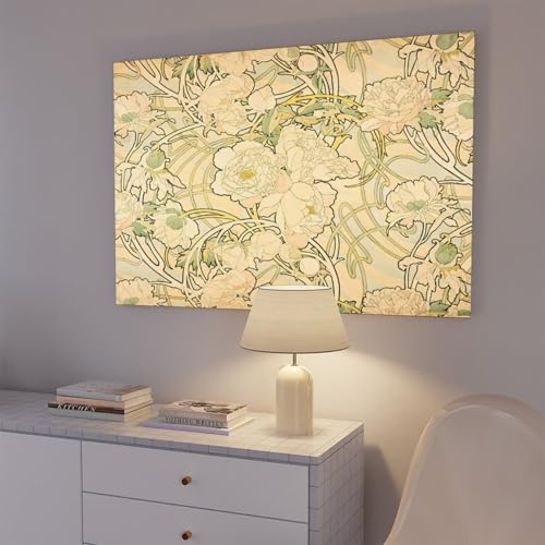 Toile pivoines Alphonse Mucha : décoration murale salon et bureau