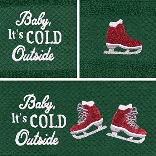 Dan River 100% Cotton Decorative Towels Set Of 3 In Green Color (1 Bath Towel 27X54”, 1 Hand Towel 16X26”, 1 Face Towel 12X18”) Soft Absorbent Embroidered Towel Set For Gifts, Home, Bar & Party #TOP5