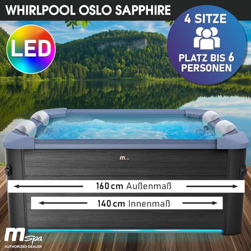 BRAST Whirlpool MSpa Oslo Plus XXL für 6 Personen mit LED-Beleuchtung und Winterfester Einsatz | 180x180x65cm | 4 Modell