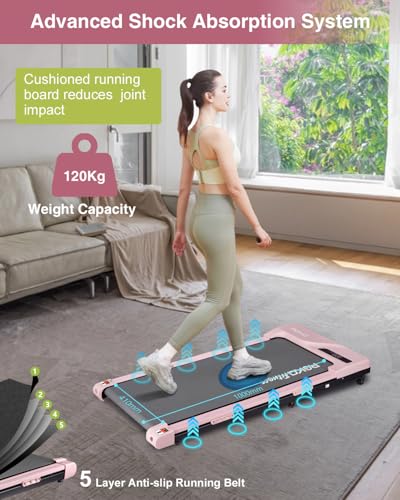 REKA Fitness Motorised Home Treadmill Walking Pad 2.25HP Under Desk Treadmill Adjustable Speed Remote Control Interactive APP Smart workouts Real-time Stats and Interactive Fitness (Pink) - Image 5