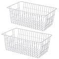 SANNO Freezer Baskets, Pantrty Storage Bins, Farmhouse Metal Wire Organizer for Kitchen Pantry Organizer 14"x11"x6"