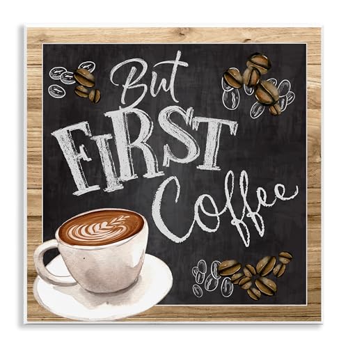 Lienzo de pared But First Coffee, cuadro decorativo estilo pizarra con granos de café ND Art