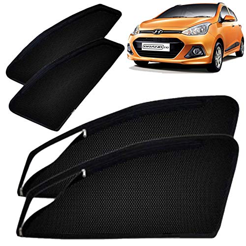 Image of Autofact Magnetic Car Sunshades Compatible with Hyundai Grand I10 Old (2013 to 2019) (Set of 4) - Easy Installation, UV Protection, Keeps Car Cool (Front 2 with Zippers, Rear 2 Without Zippers)