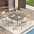 VICLLAX 9 Pieces Outdoor Table and Chairs, Patio Dining Set for 8 Includes 53" Outdoor Round Table and 8 Stackable Patio Chairs for Lawn Garden, Grey Wood-Like Table