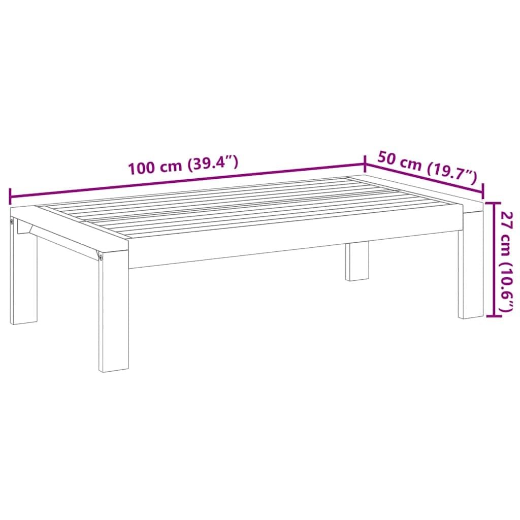 vidaXL Table de Jardin 100x50x27 cm Bois d'acacia Solide, Table Basse d'Extérieur