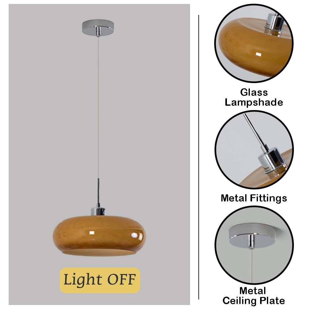 Lampada a sospensione con paralume in vetro arancione stile nordico, lampadario a soffitto a testa singola, lampada a ad altezza regolabile, lampade decorative