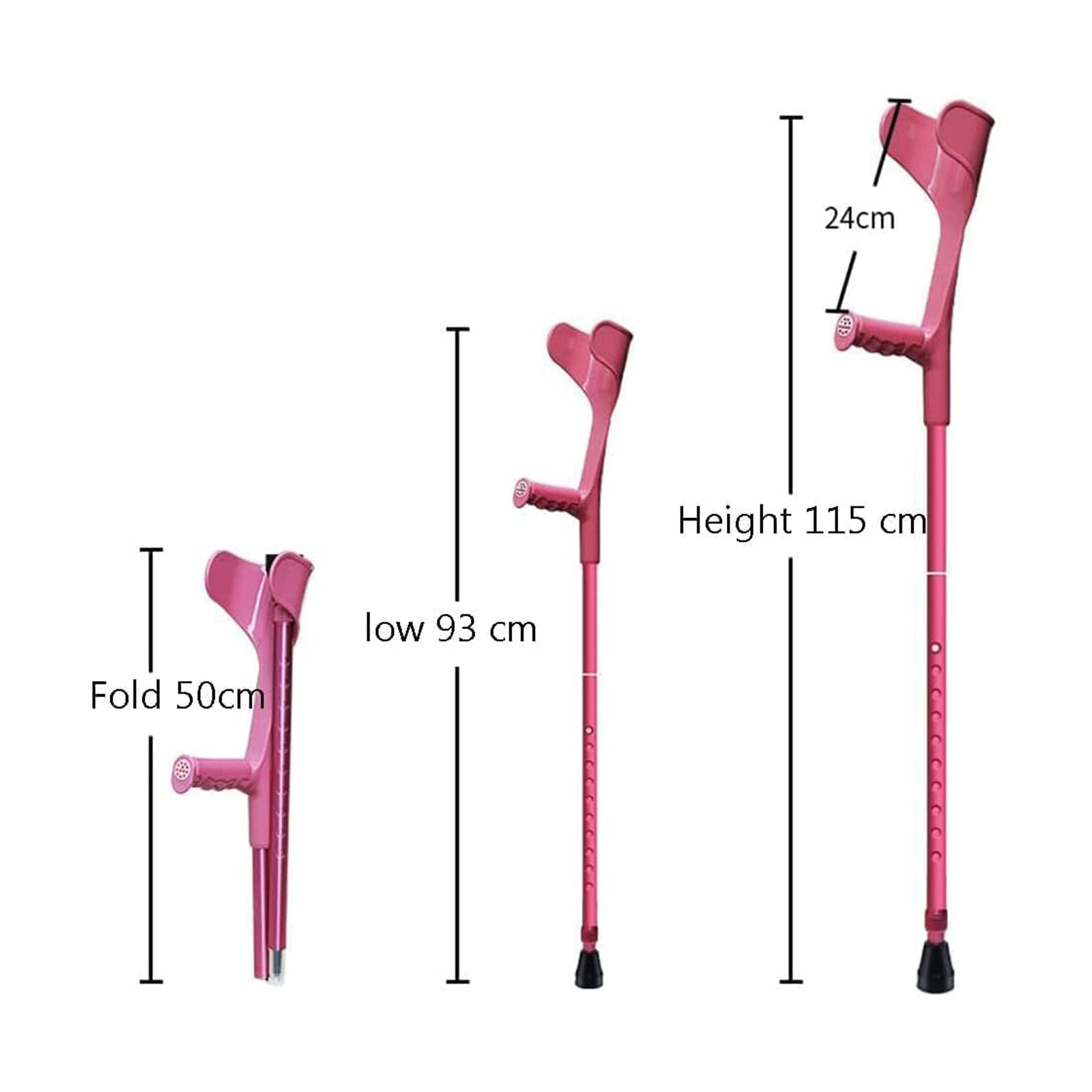 PAASHE Muletas de antebrazo, Bastones de Aluminio, telescópicos, Plegables, Medias Mangas, Codos, Bastones para Caminar, 10 Bastones Ajustables en Altura
