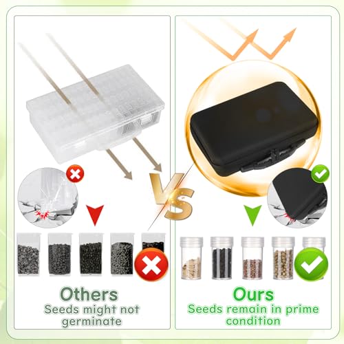 Hoemwarm Caixa organizadora de sementes, 57 compartimentos para coleção de sementes, caixa de armaze