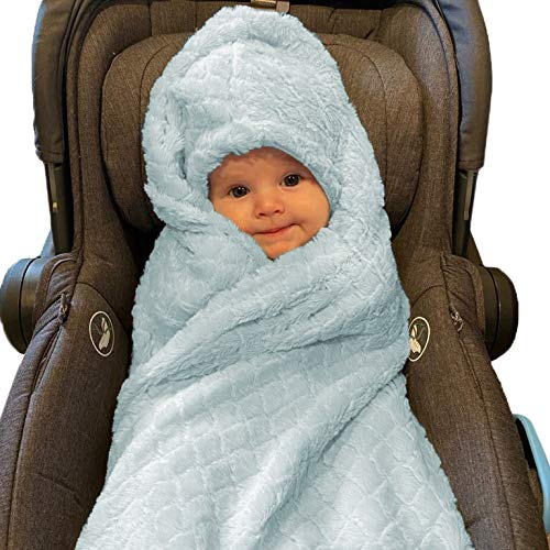 Image of EVERYDAY KIDS Pastel Blue Baby Car Seat Blanket for Baby and Toddler Boys Baby Bunting Swaddle Wrap Blanket for Interior Car Seat; Cover Baby and Keep Car Seat Clean