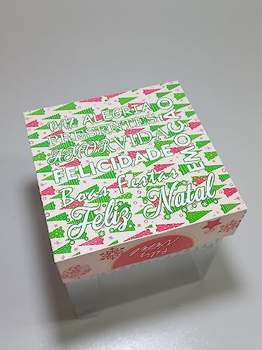 Caixa para Panetone Natal 10 unidades, 100g, 250g, 500g, Embala Cristal (500g - 16x16x19, Verde)