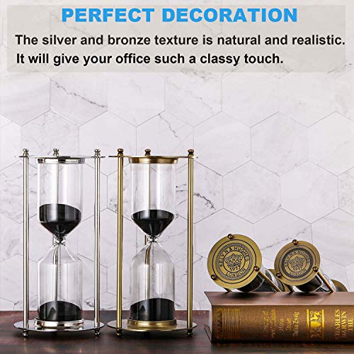 Suliao Hourglass 15 Minute Sand Timer, Vintage Brass Black Sand Clock, Metal Small Sand Watch 15 Min, Antique Reloj De Arena, Unique Hour Glass Sandglass For Home, Office, Desk Decoration #TOP1