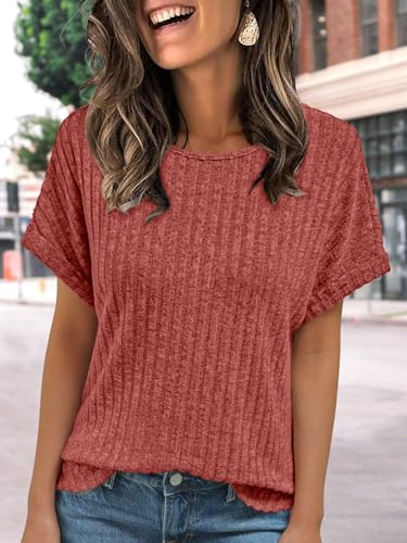 Image of AUTOMET Womens Short Sleeve Tops Fall Shirts 2026 Lightweight Sweater | Dressy Casual Blouse, Fashion Summer Clothing, Cute Spring Outfits, Business Work Tunic, Trend Boho