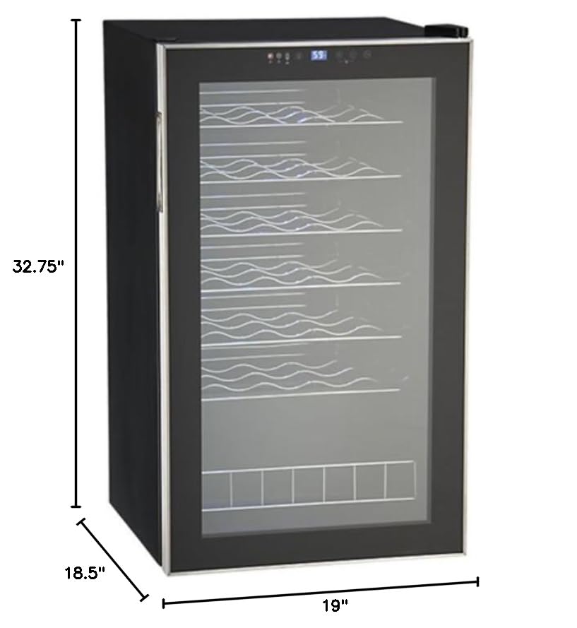 Image of Vinotemp 34 Bottle Wine Cooler Refrigerator, Freestanding Wine Fridge with Touch Screen Adjustable Temperature Control, Dual-Paned Glass Door, and Safety Lock, 34 Bottle, Black
