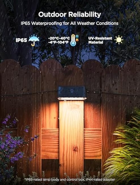 Govee Outdoor Deck Lights, RGBIC Outdoor Lights with 4000K White Light, IP65 Smart Fence Lights with App Control, Voice Control, LED Path Light for Outdoor Decor,Wired 6 Packs (32.8ft)