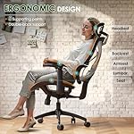 GABRYLLY Ergonomic Office Chair, Big and Tall Mesh Chair with Lumbar Support, 3D armrest - 215° Rotation, Adjustable Headrest & Soft Seat, Durable Desk Chair 350LBS for Work Gaming Computer,Grey - Image 3