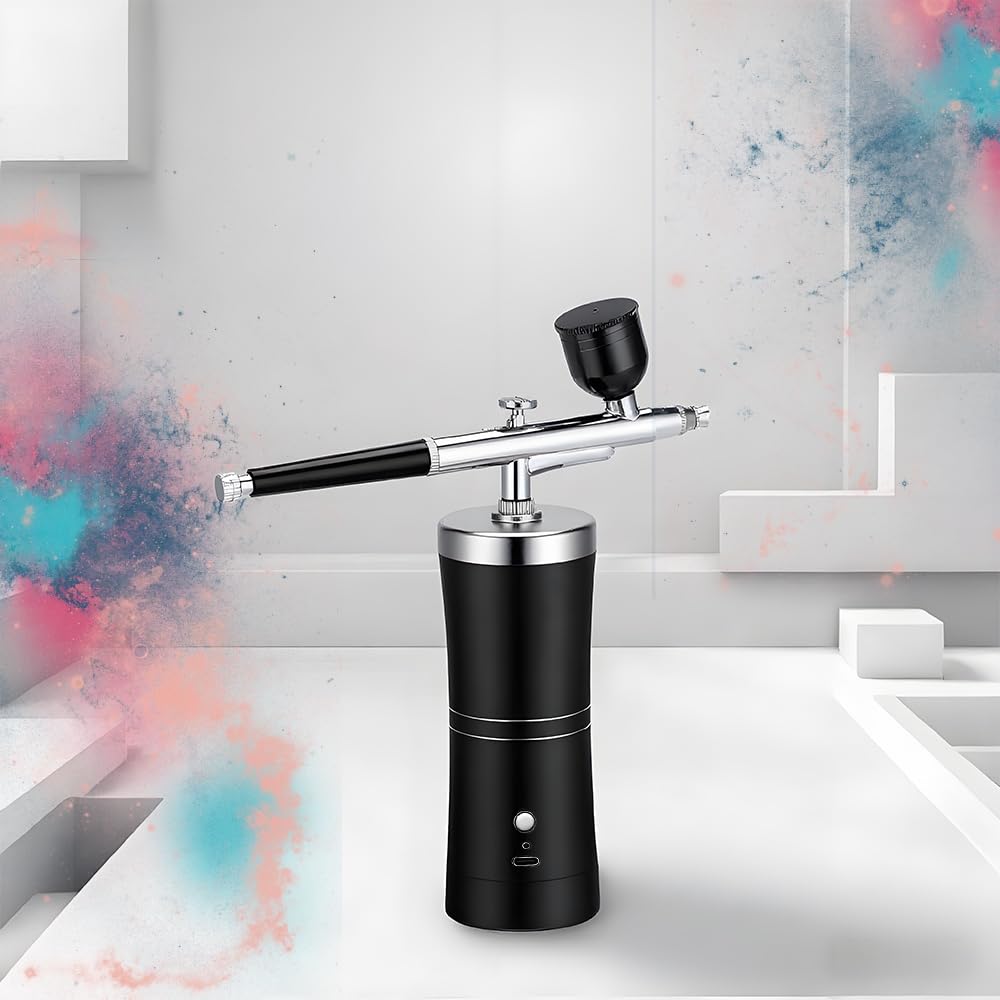 Set aerografo senza fili con compressore – pistola aerografo portatile per decorazione torta nail design tatuaggi per modellare e dipingere il viso