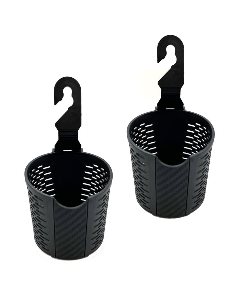 JAVOedge - Juego de 2 reposacabezas para asiento trasero de coche, soporte colgante universal para vasos, organizador de almacenamiento interior, color negro